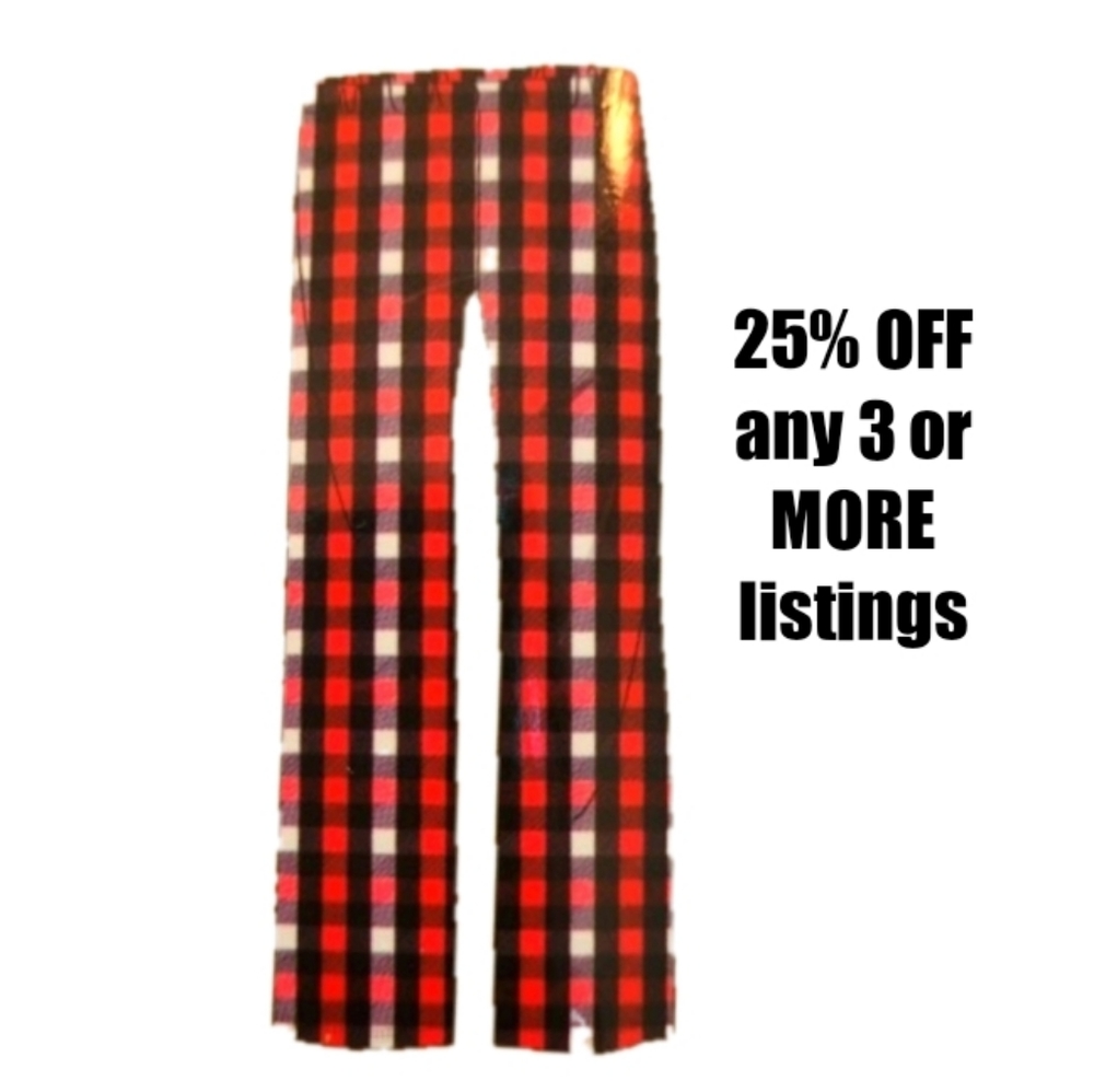 Boys Size Large Pajama Loungewear Pj's Buffalo Plaid Micro Fleece Pull On Pants